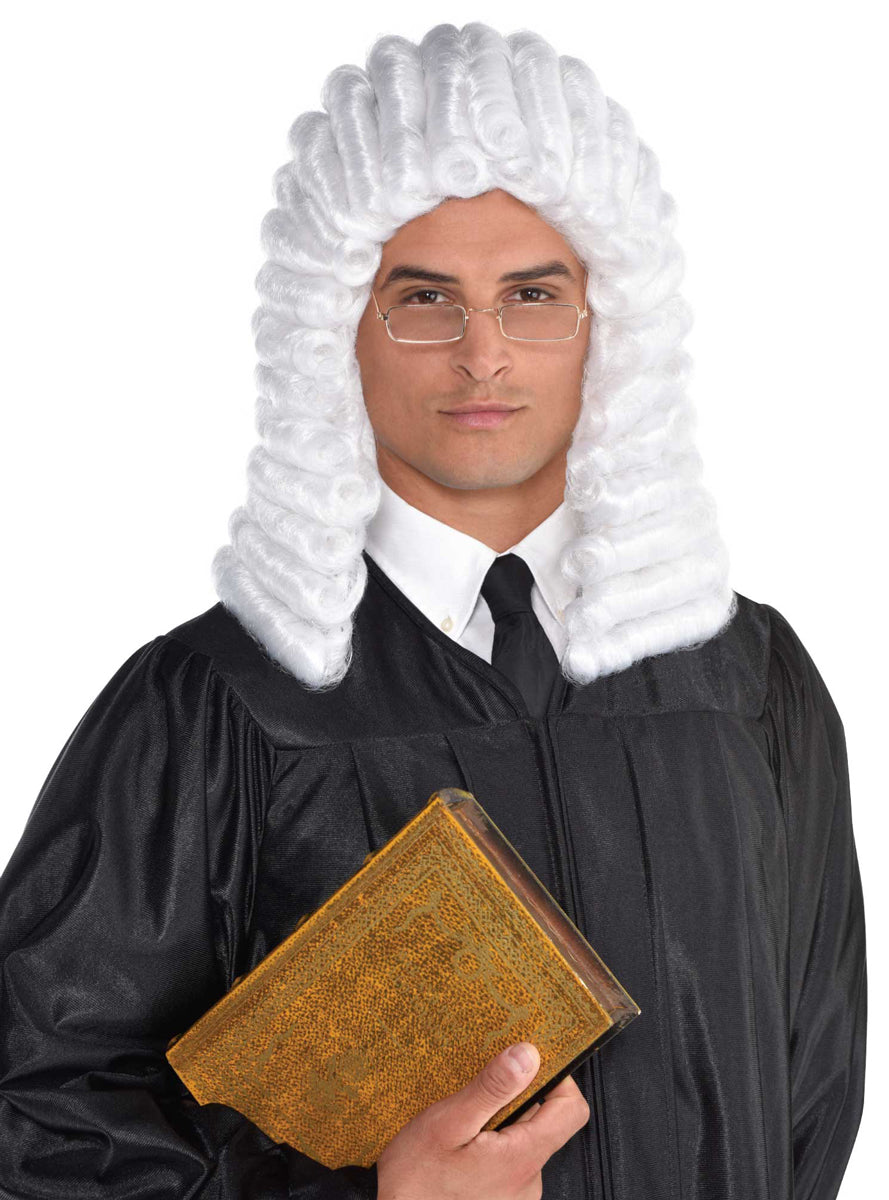 Classic White Mens Judge Costume Wig - Main Image