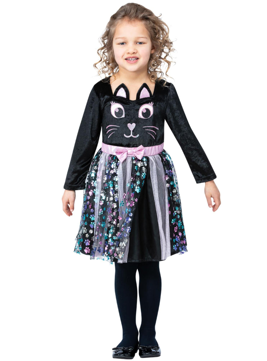 Girls halloween black cat dress - Alternative  image 1