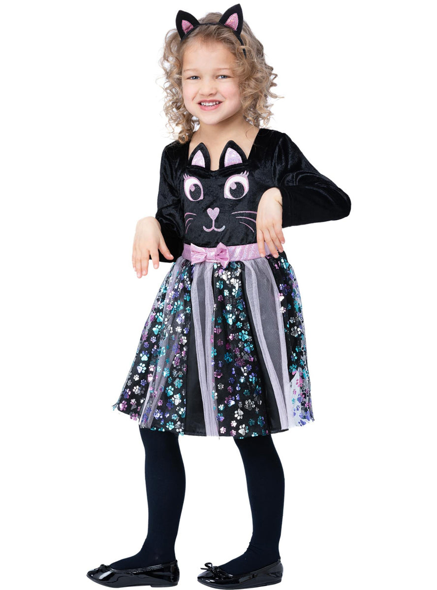 Toddlers halloween black cat dress - Main image