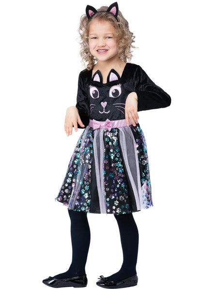 Toddlers halloween black cat dress - Main image