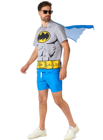 DC Batman Mens Shirt Sleeved Swimsuit Costume - Main Image