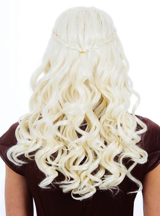 Daenerys Womens Deluxe Long Blonde Medieval Costume Wig - Back Image