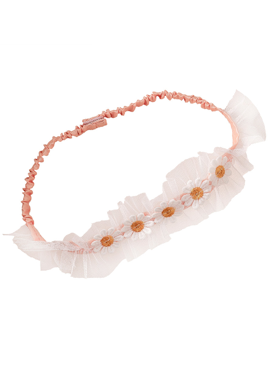 Girls Deluxe White Daisy Flower Crown Headpiece - Alternative Image 1