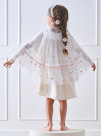 Girls Deluxe Sheer White Costume Cape With Daisies - Main Image