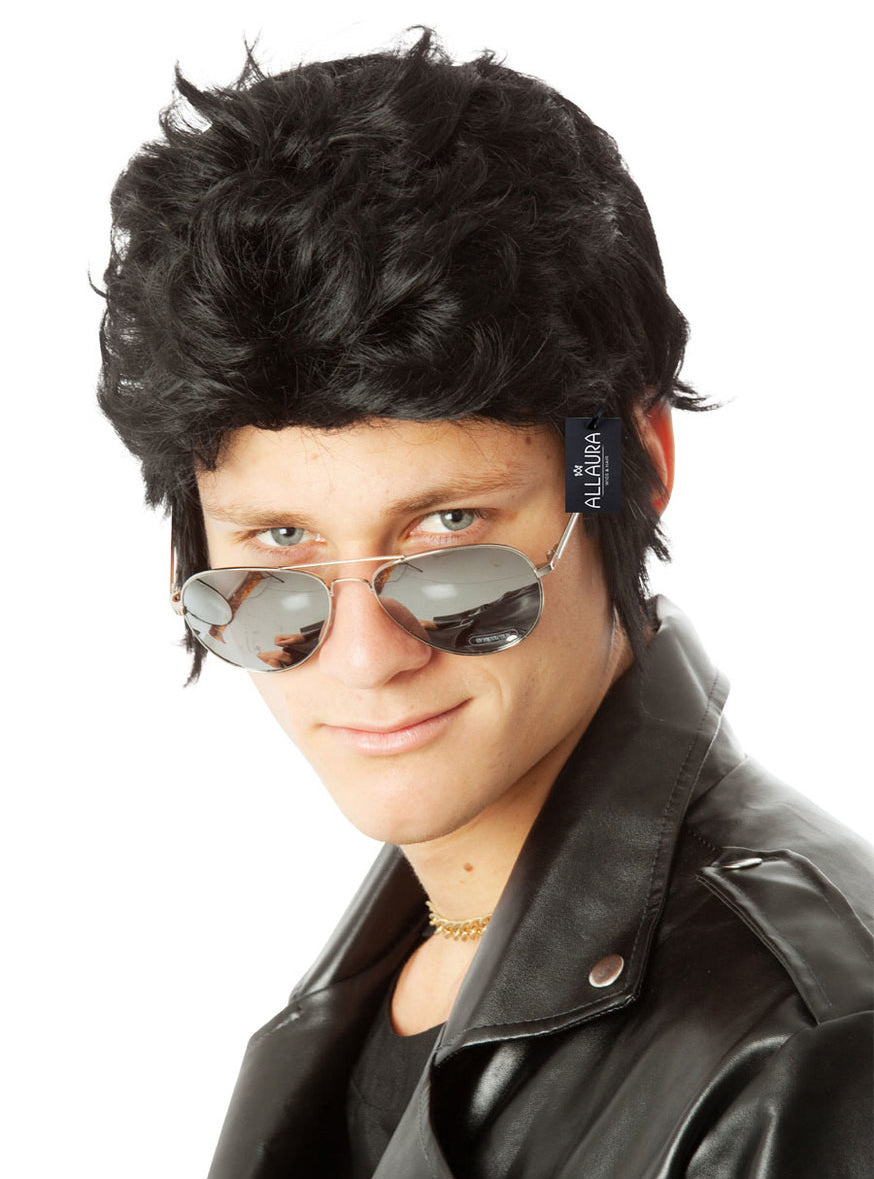 Dancy Mens Black 1950s Costume Wig - Main Image