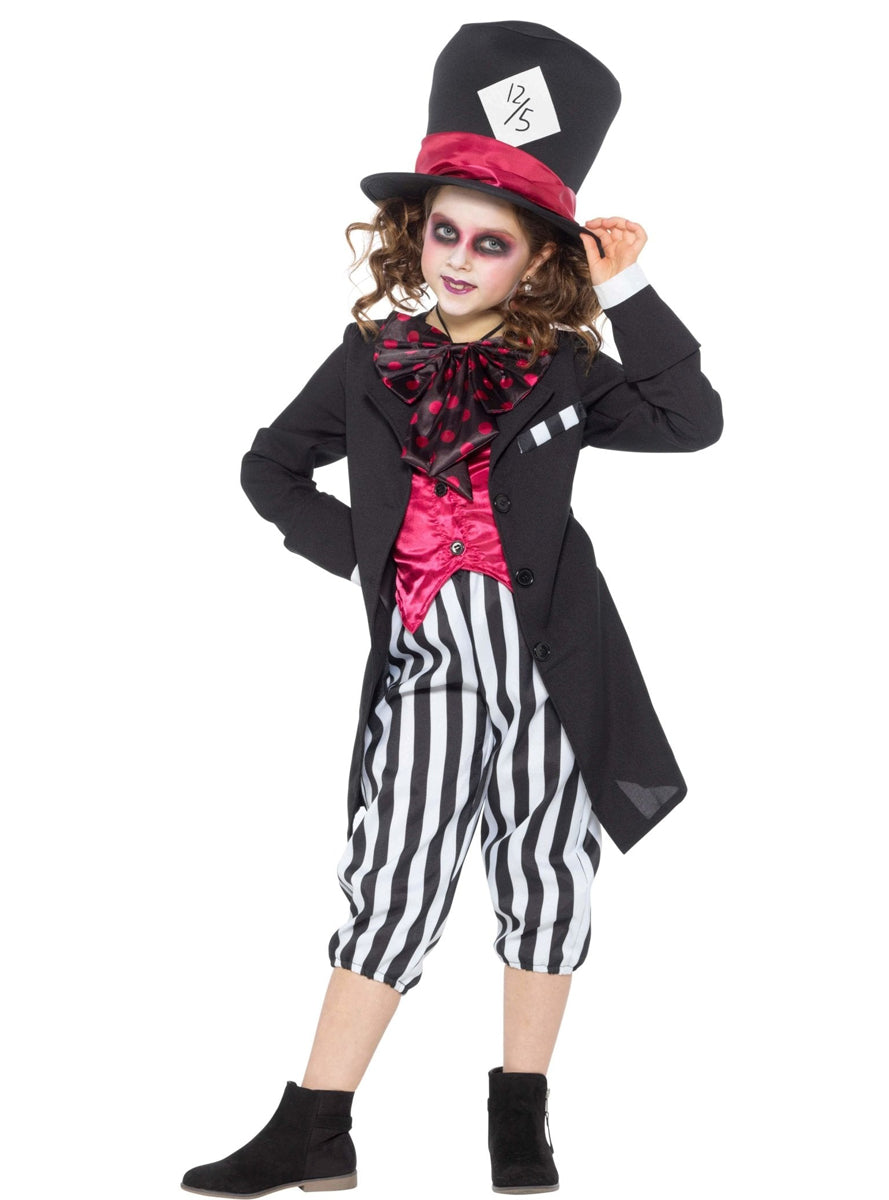 Dark Wonderland Mad Hatter Girls Costume - Main Image