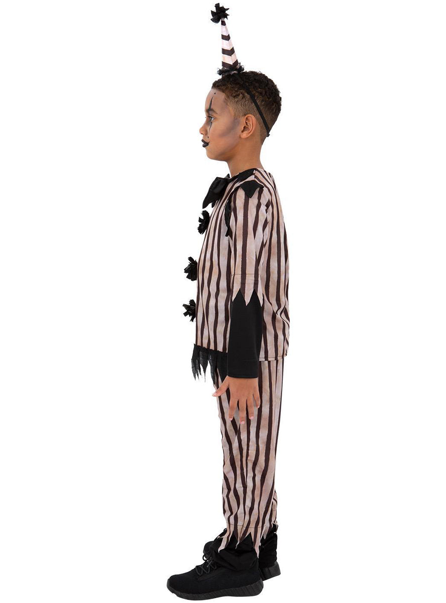 Boys black and white  scary clown halloween costume - Side image