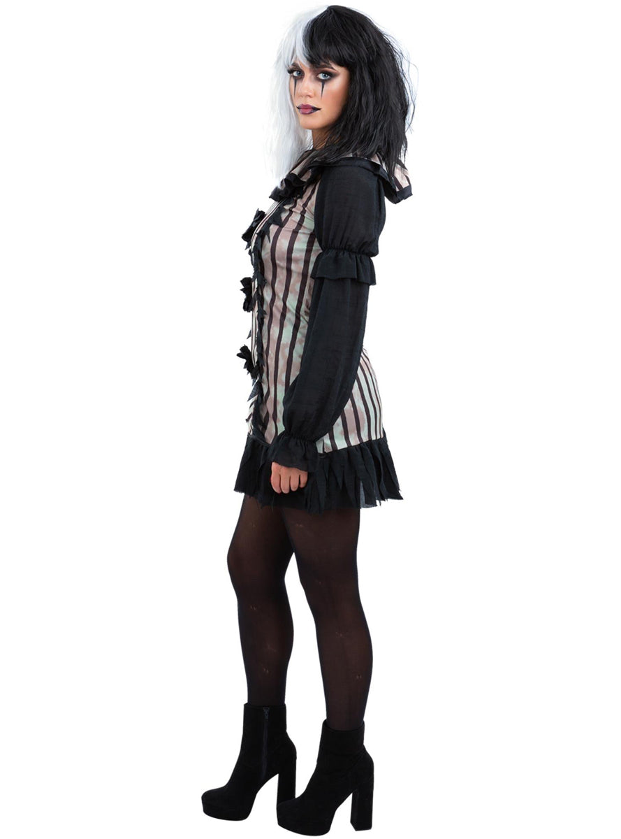 Evil Vintage Clown Womens Plus Size Halloween Costume - Side Image