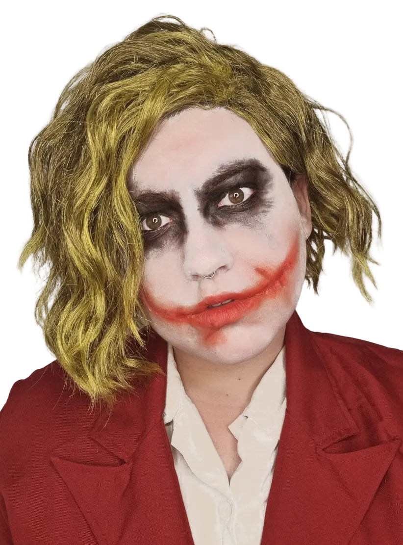 Dark Knight Mens Green Wavy Costume Wig - Alternative Image