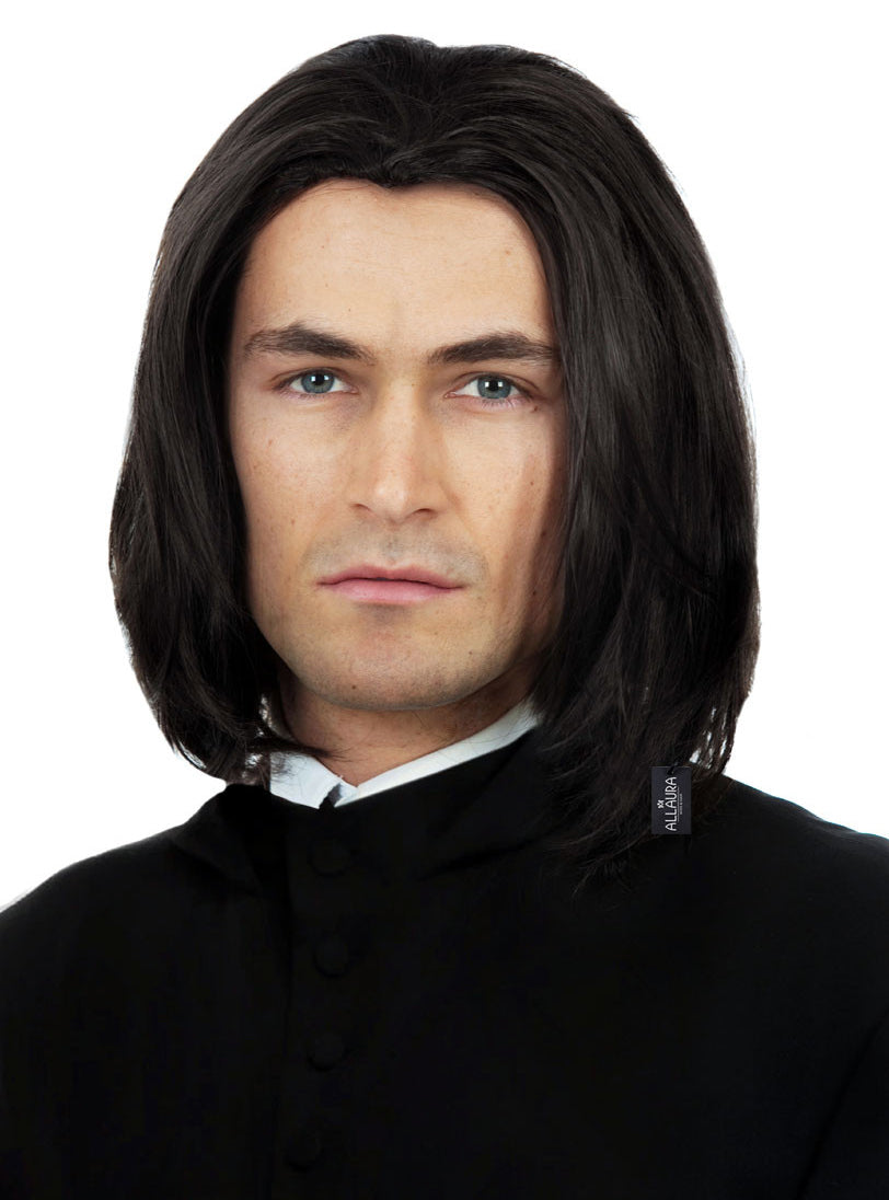 Dark Professor Mens Black Shoulder Length Costume Wig - Alternative Image
