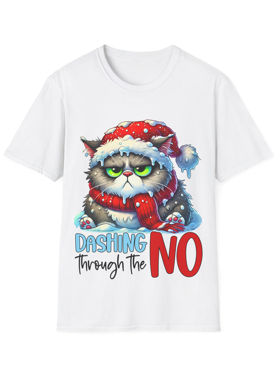 Dashing Through the No Adults White Grumpy Cat Christmas T Shirt