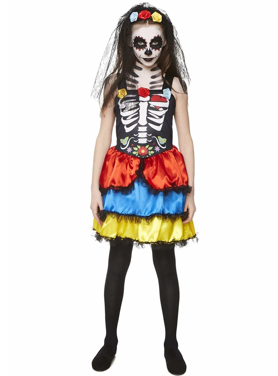 Main image of Day Of The Dead Senorita Girls Sugar Skull Costume