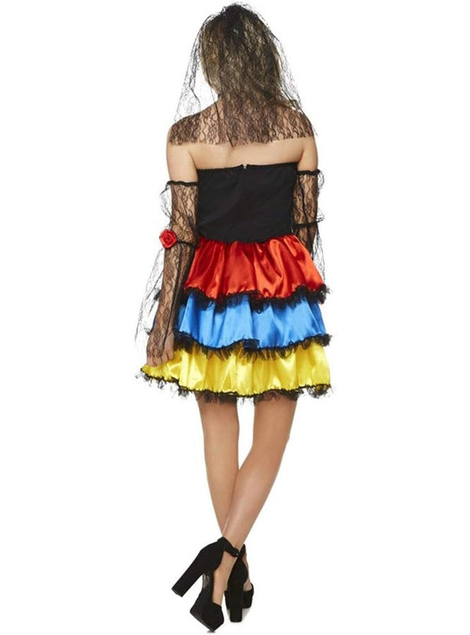 Back image of Day Of The Dead Senorita Womens Sugar Skull Costume