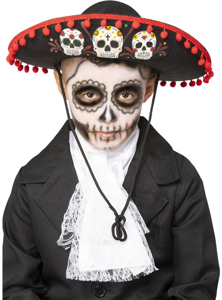 Kids Mexican Sombrero with Day of the Dead Sugar Skulls - Main Image