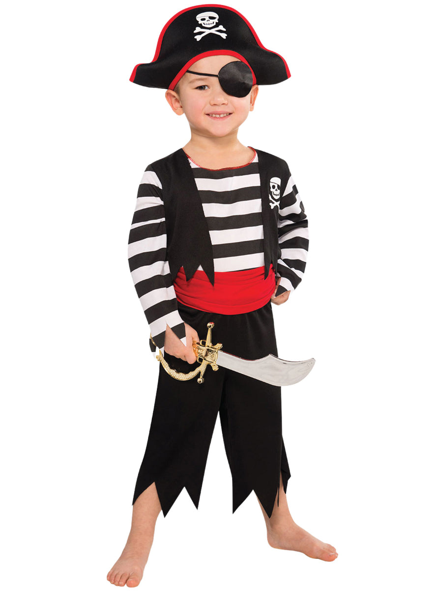 Striped Pirate Deckhand Boys Costume - Main Image