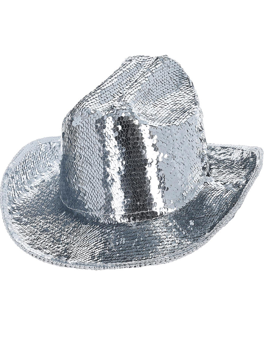 Deluxe Silver Sequin Cowboy Costume Hat