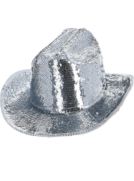 Deluxe Silver Sequin Cowboy Costume Hat