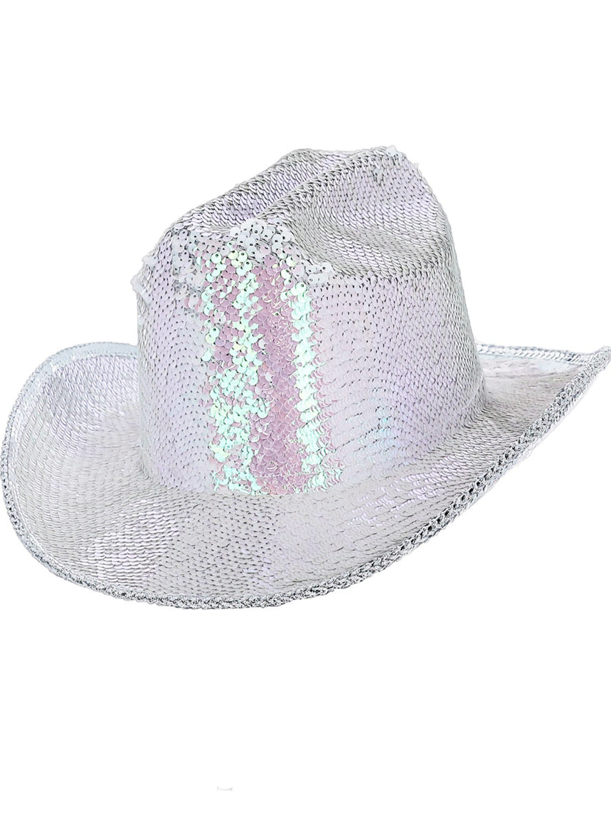 Deluxe Iridescent White Cowboy Costume Hat