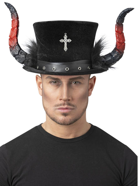 Adults Halloween Devil Horn Top Hat - Main Image