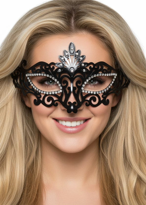 Diamonte Eyes Black Masquerade Mask - Main Image