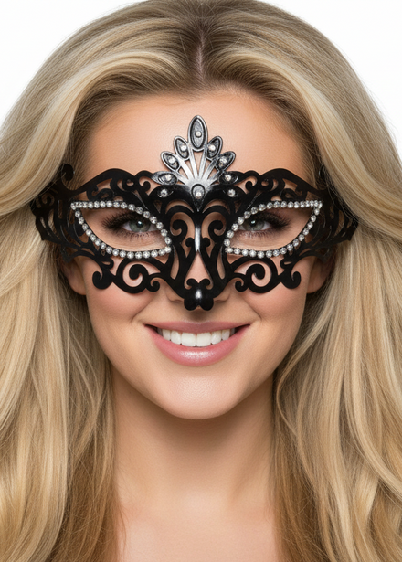 Diamonte Eyes Black Masquerade Mask - Main Image