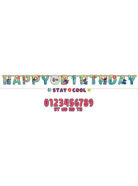 Stitch Happy Birthday Banner Decoration - Main Image