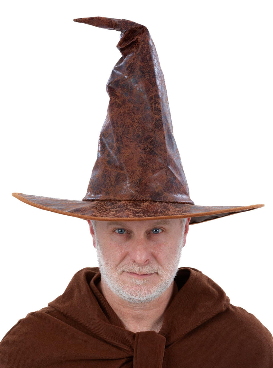 Faux Brown Leather Wizard Hat - Alternate Image