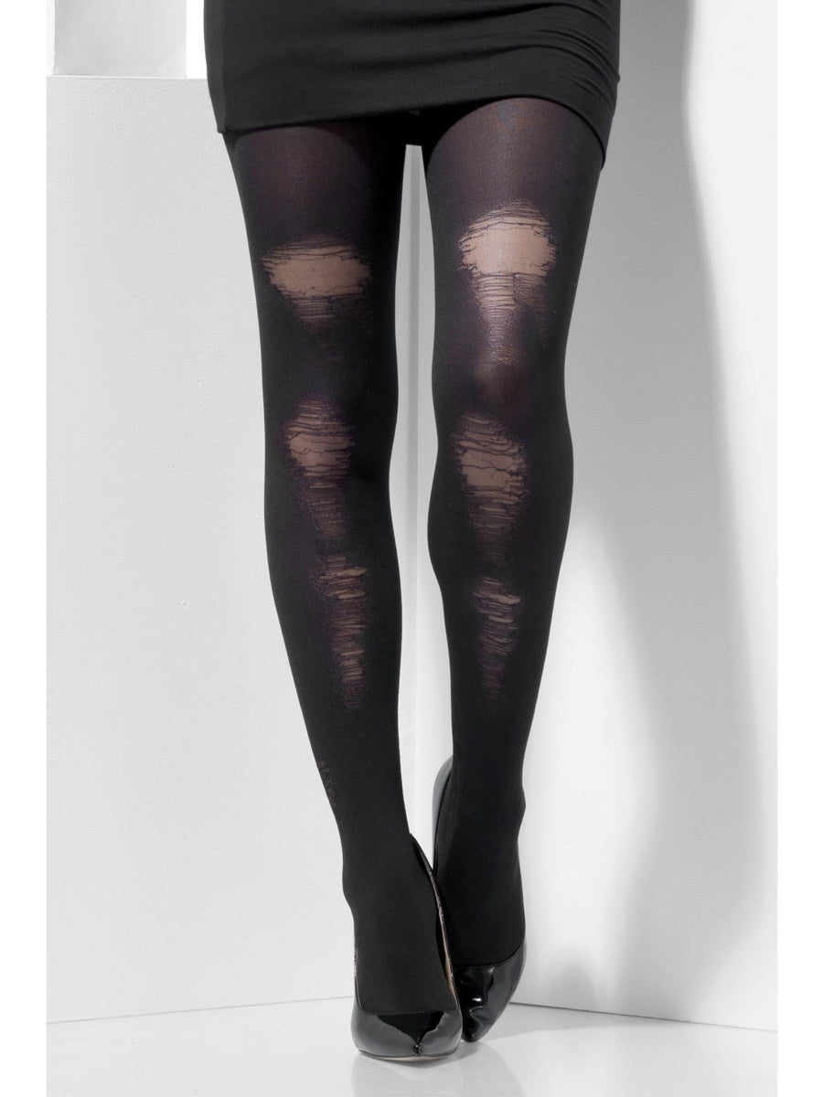 Full Length Black Distressed Womens Stockings - Main Image