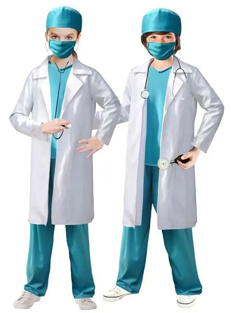 Teen Doctor Lab Coat And Scrubs Occupation Costume
