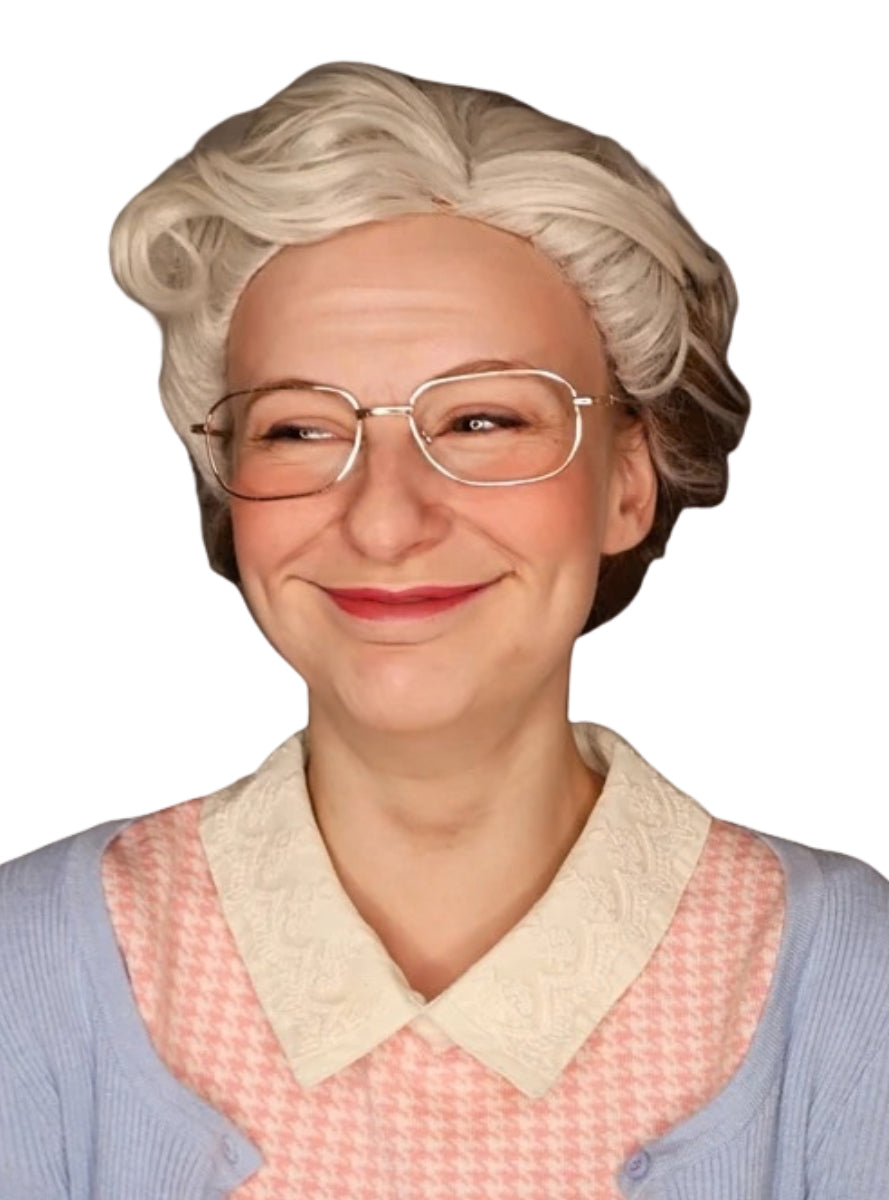 Doubtfire Adults Grey Old Lady Costume Wig