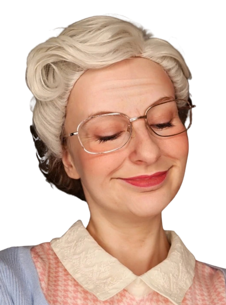 Doubtfire Adults Grey Old Lady Costume Wig