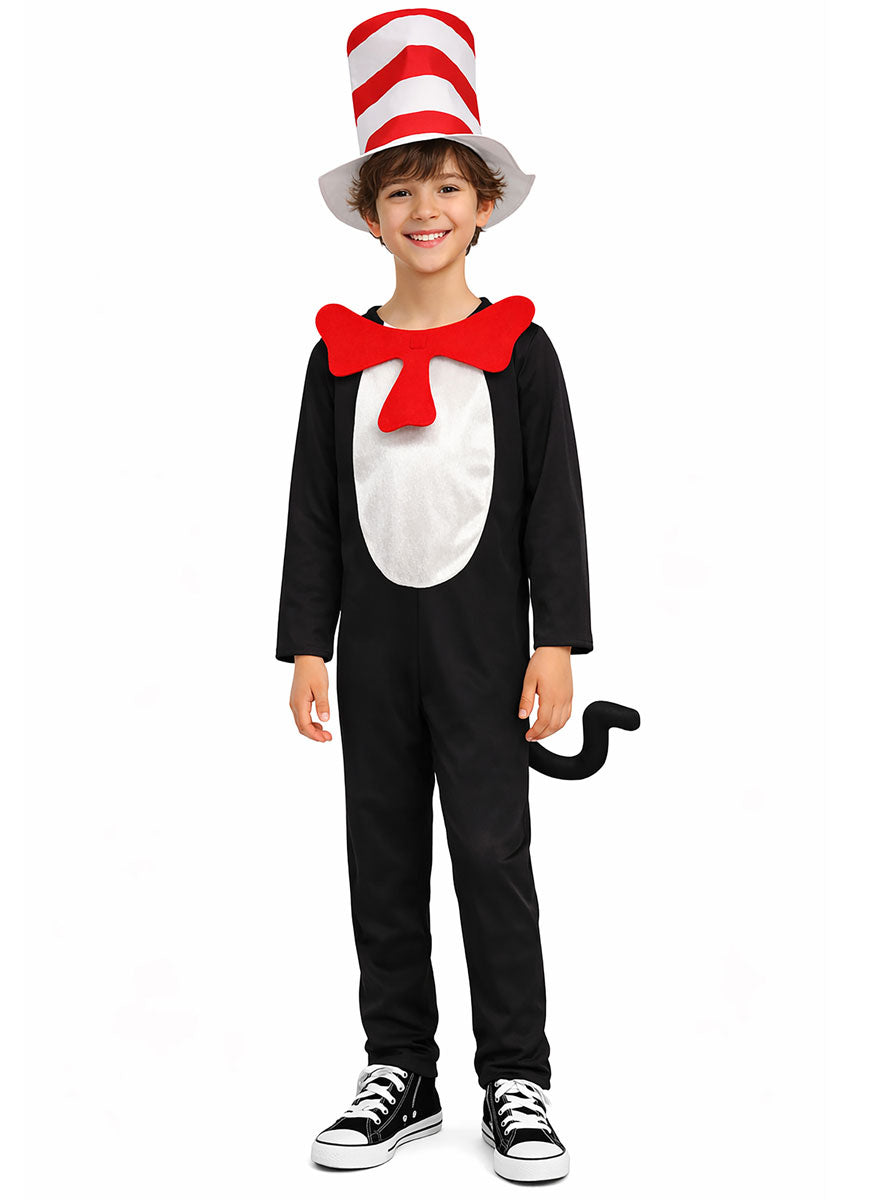 Dr Suess Licensed Kids Cat In The Hat Costume Jumpsuit - Main Image