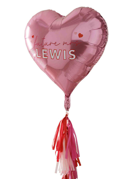 Drunk in Love Future Mrs Customisable 60cm Pink Heart Shaped Foil Balloon – Main Image