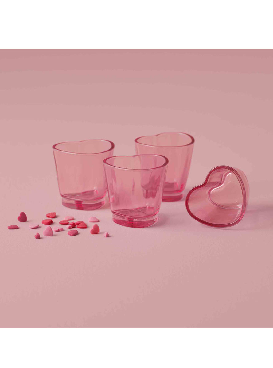 Drunk in Love Hens Night 4 Pack Pink Heart Shot Glasses – Main Image