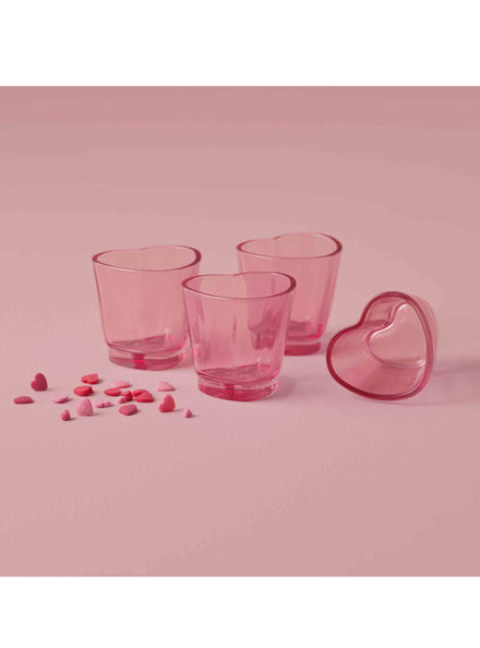 Drunk in Love Hens Night 4 Pack Pink Heart Shot Glasses – Main Image