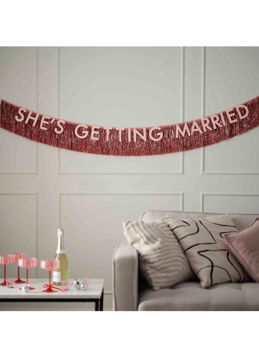 Drunk in Love Shes Getting Married Bridal Shower 180cm Bunting – Lifestyle Image