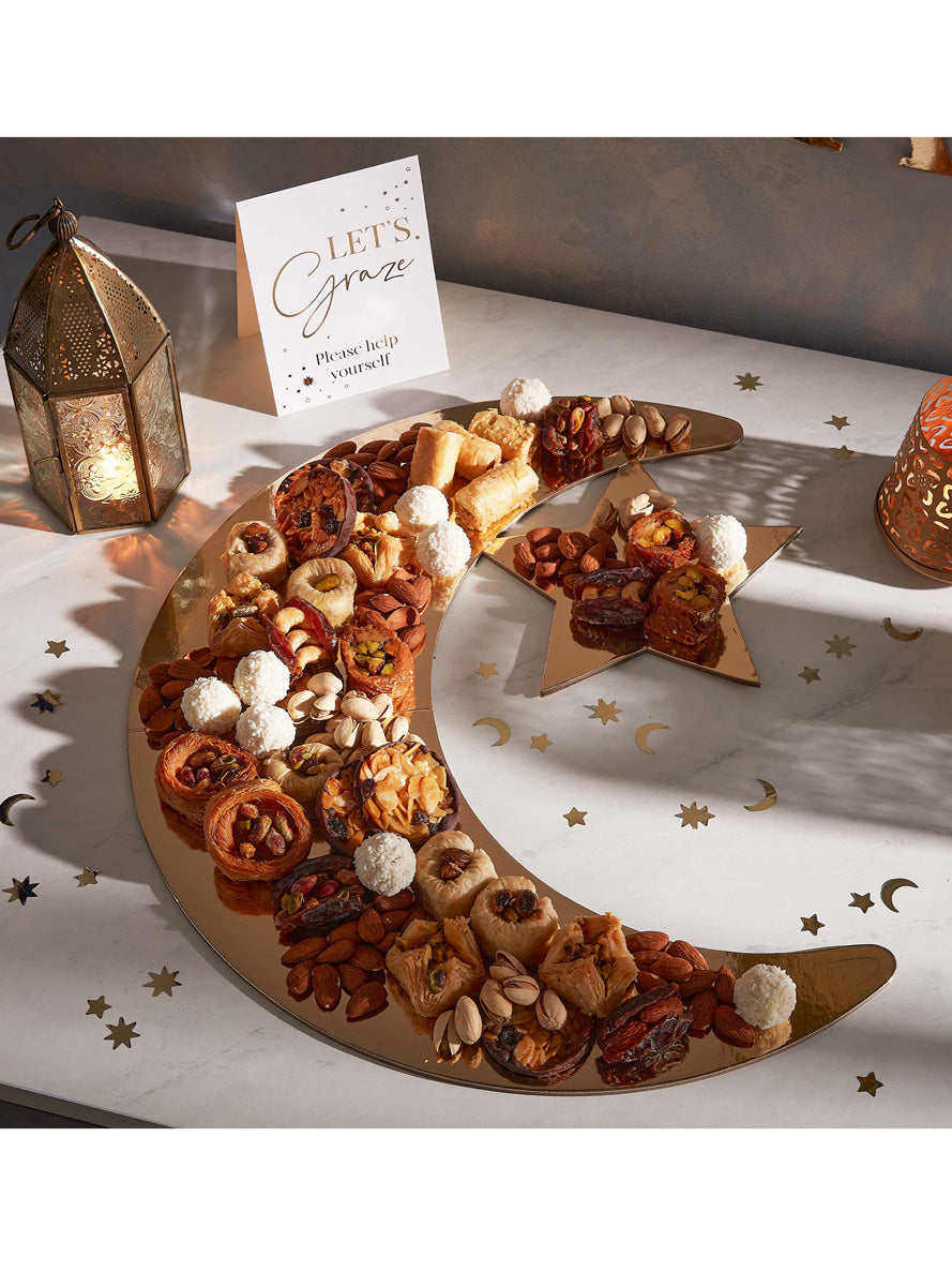 EID 46cm Gold Crescent Moon and Star Grazing Board – Lifestyle Image