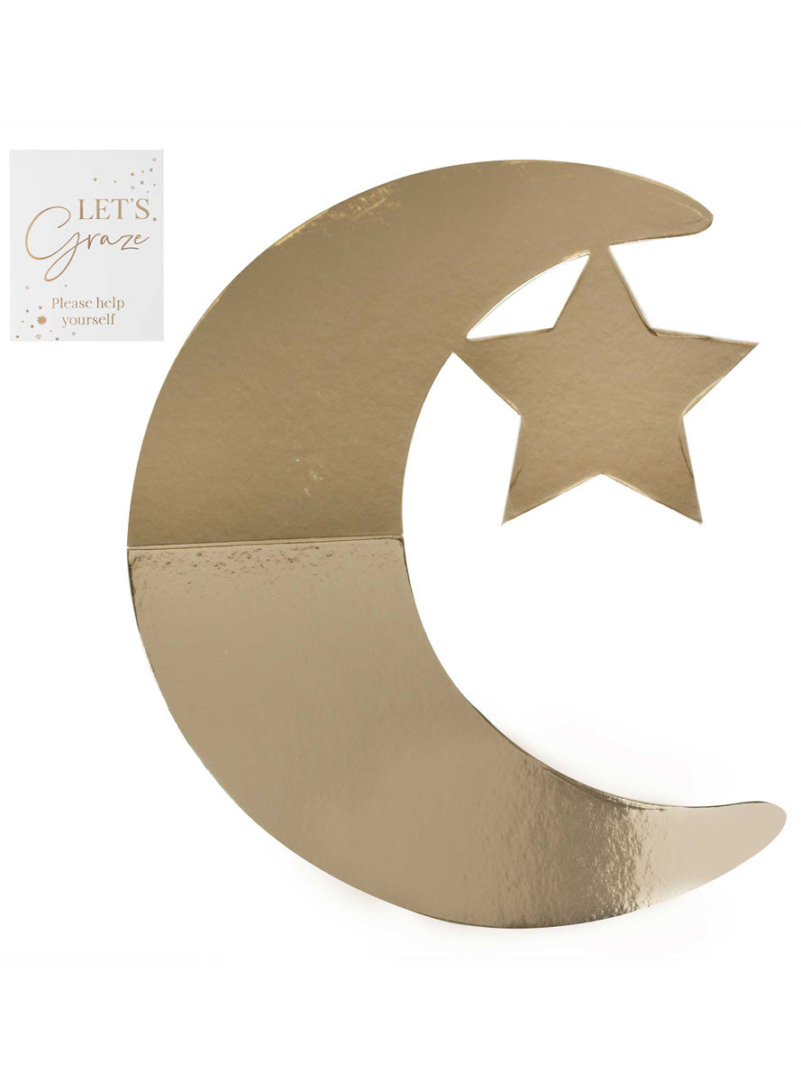 EID 46cm Gold Crescent Moon and Star Grazing Board – Main Image