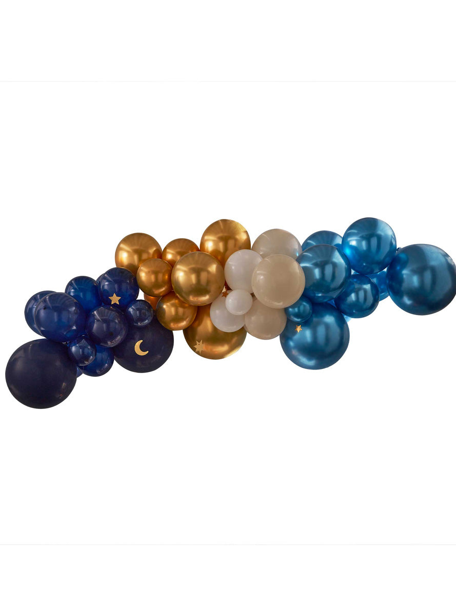EID Mixed Chrome Moon and Stars 70 Piece Balloon Garland – Main Image