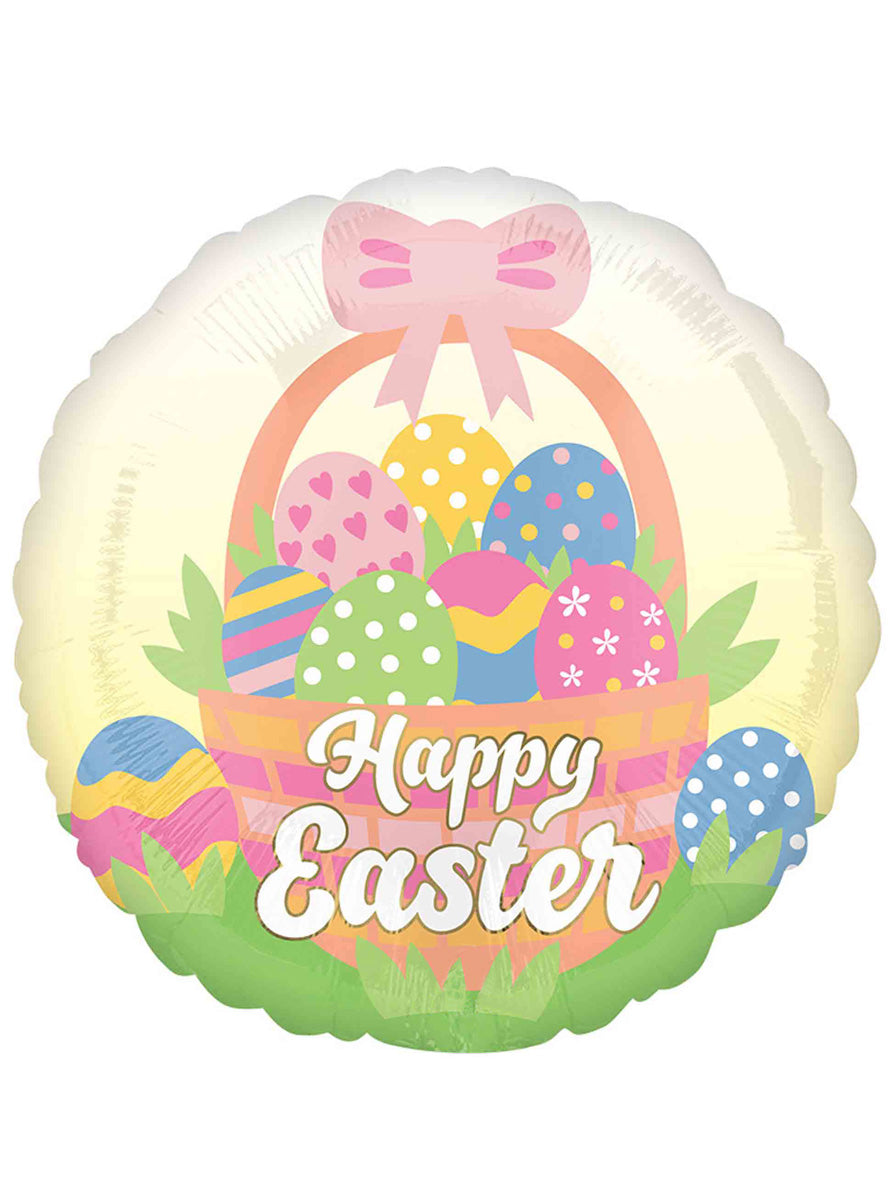 Easter Egg Basket Print 45cm Round Foil Balloon - Main Image