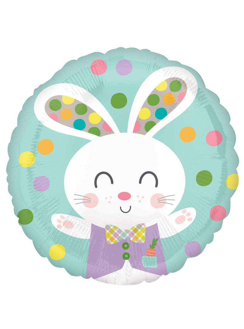 Easter Spotted Bunny 45cm Round Foil Balloon - Main Image