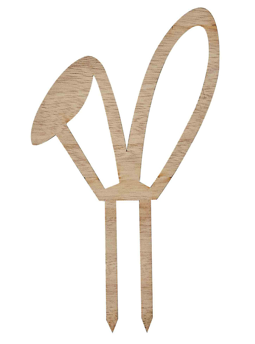 Eggciting Easter 18cm Wooden Bunny Ears Cake Topper – Alternative Image