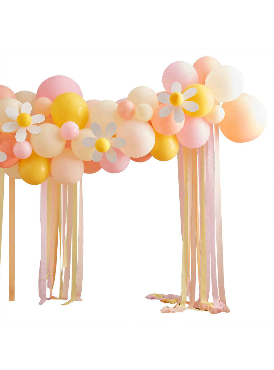 Eggciting Easter 70 Piece Pastel Balloon Arch with Daisies – Main Image