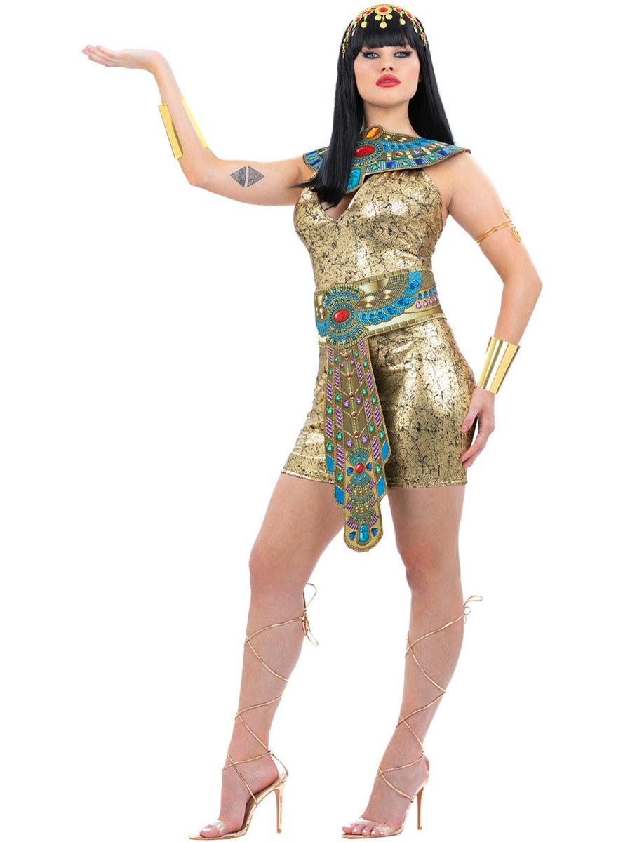 Plus Size Womens Sexy Gold Cleopatra Egyptian Costume - Alternative Image 2