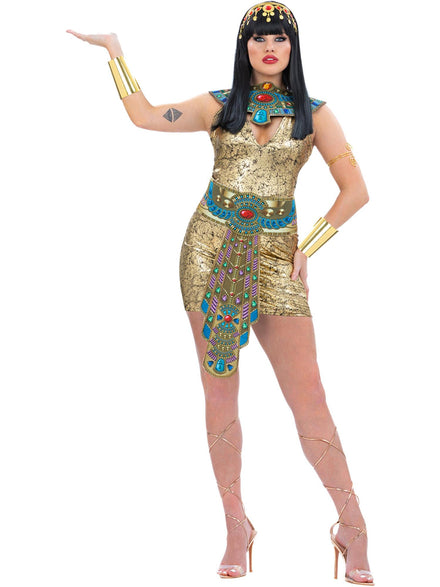 Plus Size Womens Sexy Gold Cleopatra Egyptian Costume - Main Image