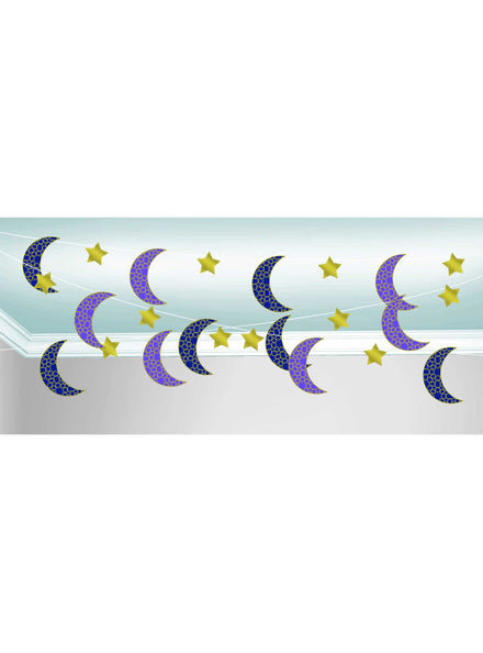 Eid Moon And Stars 6 Pack Hanging String Decorations - Main Image