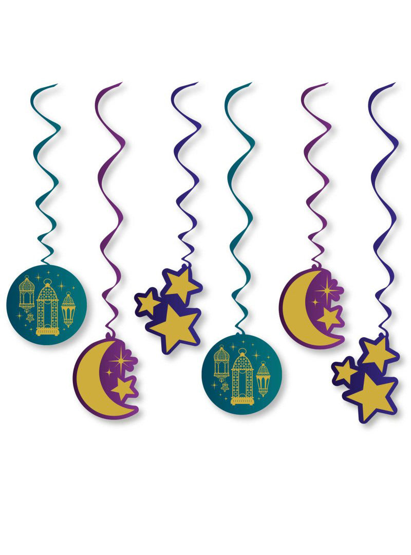 Eid Opulent 12 Pack 60cm Hanging Swirl Decorations - Main Image