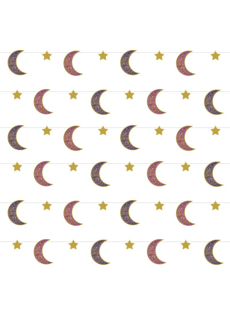 Eid Opulent 6 Pack 213cm Crescent Moon Hanging String Decorations - Main Image