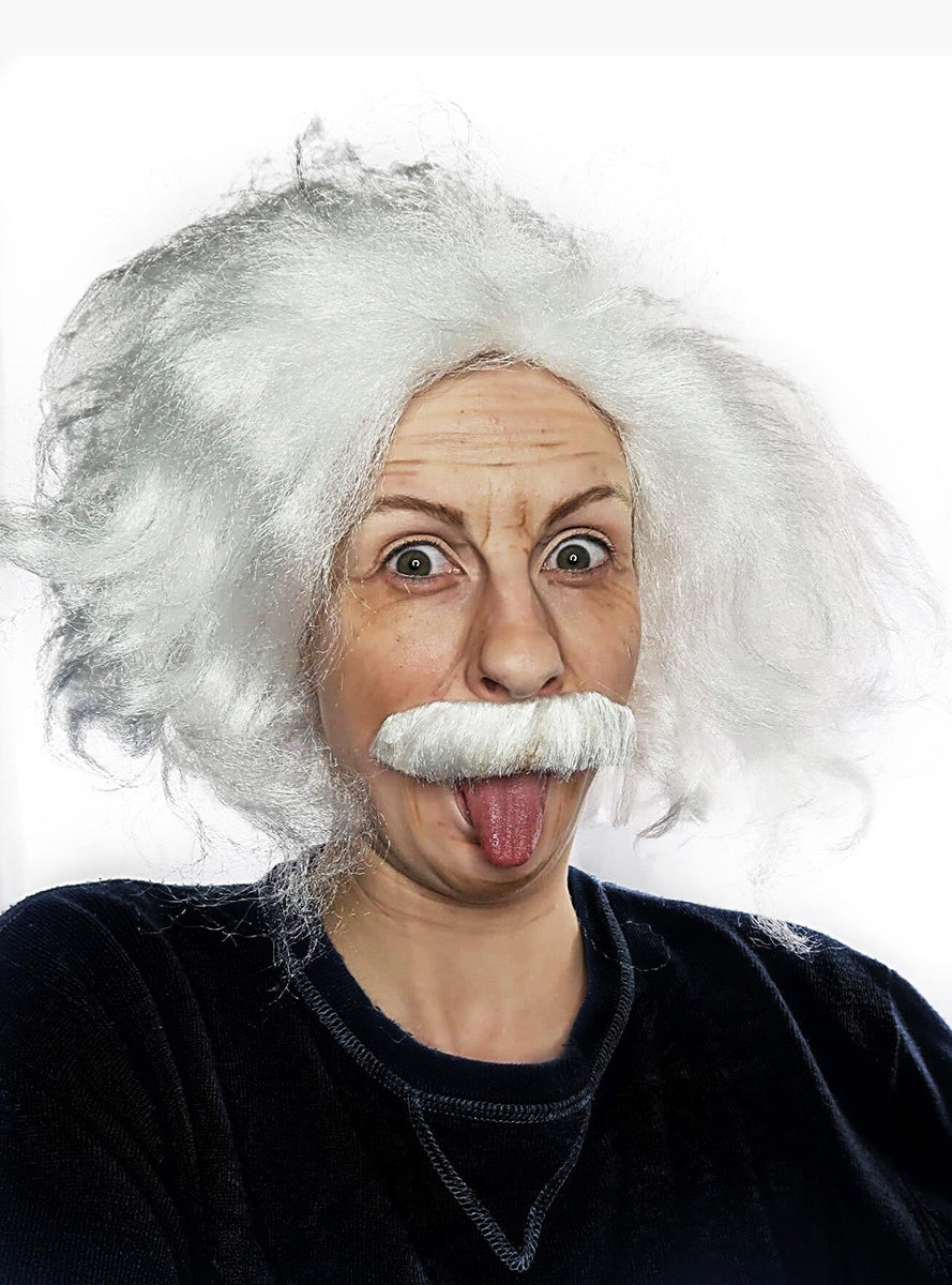 Einstein Adults White Frizzy Scientist Costume Wig and Moustache Set - Alternative Image 2