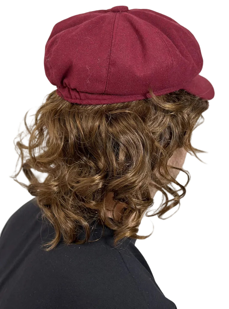 Electric Rocker Mens Curly Brown Costume Wig with Cap - Back Image 1